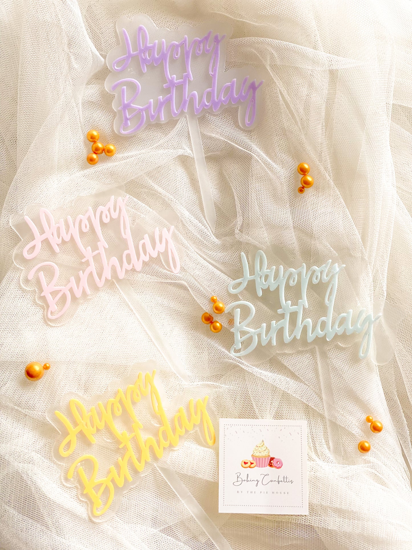 Happy Birthday Cake Topper-Pink