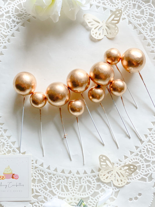 Balloon Cake Toppers-Metallic Gold